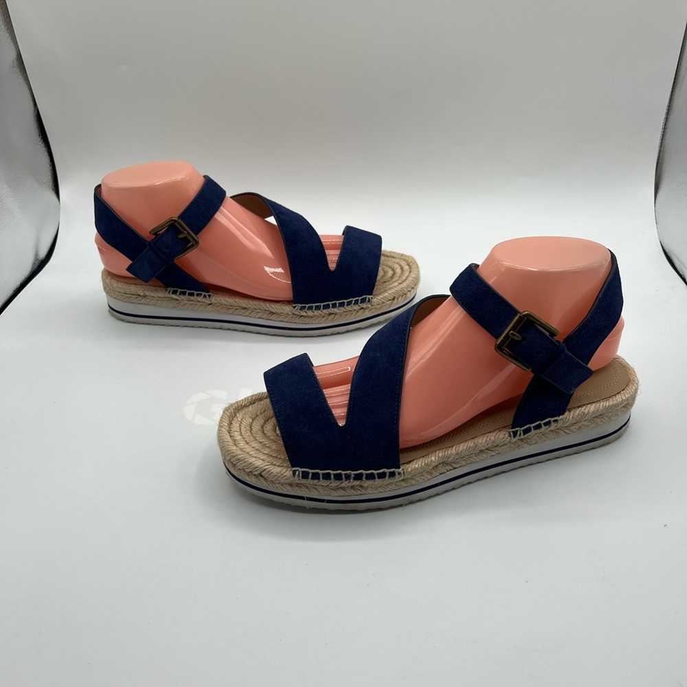Nordstrom Signature Navy BLUE Suede Espadrille Platform Sandals – Size 8.5*
